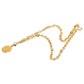 Chanel Gold CC Medaillon-Anhänger Halskette vergoldet mit Strass