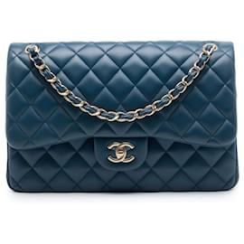 Chanel Blue Jumbo Classic Lambskin Double Flap