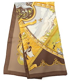 Sciarpa in seta Hermès La Vie a Cheval marrone 90