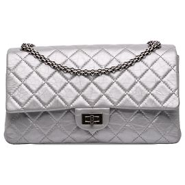 Chanel Plata Quilted Aged Calfskin Reissue 2.55 Double Compartment Single Flap 226