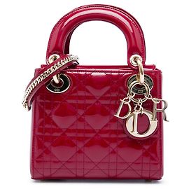 Lady Dior mini in vernice rosso cannage