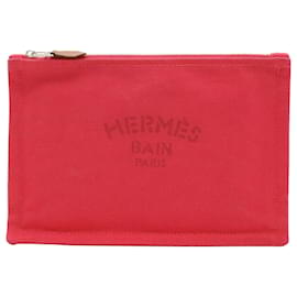 Pochette piatta Hermès Red Toile Bain Yachting PM