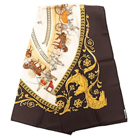 Hermès Seidentuch Brown La Promenade de Longchamps 90