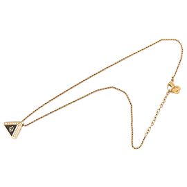 Collar Dior Gold con logotipo triangle en esmalte y strass chapado en oro