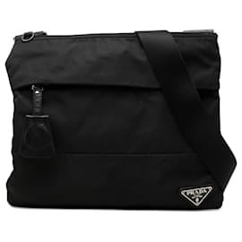 Borsa a tracolla Prada Black Tessuto Zip Top