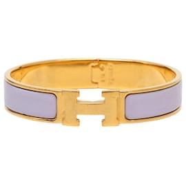 Hermès Purple Narrow Enamel Clic H Bracelet PM