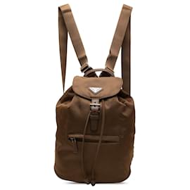 Zaino Prada Brown Tessuto con coulisse