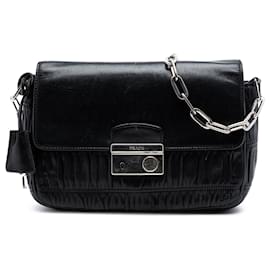 Borsa a tracolla Prada Black Nappa Gaufre Sound Lock