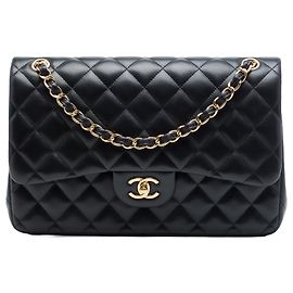 Chanel Black Jumbo Classic Lambskin Double Flap