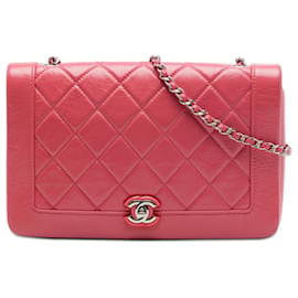 Chanel Pink Small Quilted Crumpled Calfskin Bi Vintage Full Flap