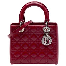 Dior Red Medium Patent Cannage Lady Dior