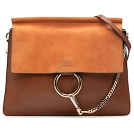 Chloé Borsa a tracolla Faye in pelle di vitello e scamosciato marrone, media