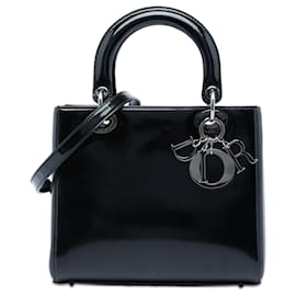 Lady Dior in vernice nero, misura Medium