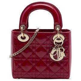 Lady Dior mini in vernice cannage rosso