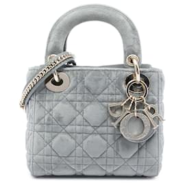 Lady Dior mini in velluto cannage grigio Dior