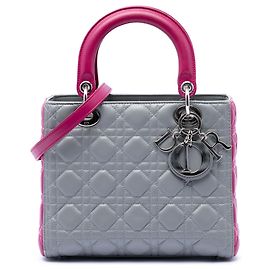 Dior Grigio Medium Bicolore in agnello Cannage Lady Dior