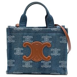 Céline Tote Thais Triomphe in denim blu Small di Celine