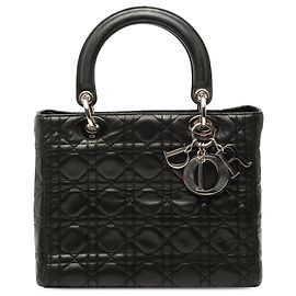 Lady Dior in agnello cannage nero misura Medium