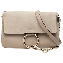 Chloé Faye Crossbody Small in scamosciato e pelle di vitello marrone