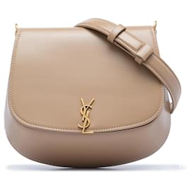 Borsa Saint Laurent Voltaire a manico Mini in pelle box calfskin beige con monogramma