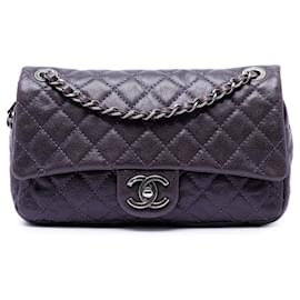 Chanel Purple Medium Quilted Iridescent Caviar Easy Flap