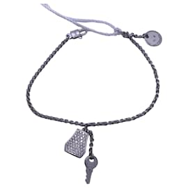 Hermès Kelly Clochette Diamond Platinum Lock Key Chain