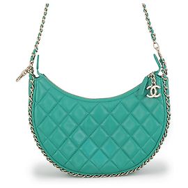 Borsa Hobo Chanel Small in matelassé verde