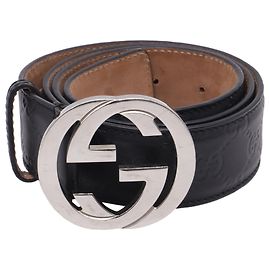 Cinturón Gucci Guccissima con hebilla Interlocking G en cuero negro