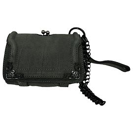 Borsa a tracolla con patta e catena Alexander Mcqueen in pelle grigia