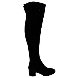 Botas altas de tacón bloque Gianvito Rossi en ante negro