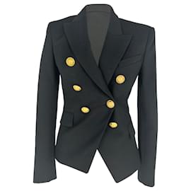 Blazer doppiopetto Balmain in lana nera