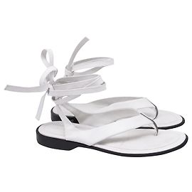 Sandali piatti con lacci Tod's in pelle bianca
