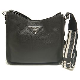 Prada Vitello Daino Nero Schultertasche