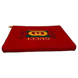 Gucci Portfolio Pouch Cuero Rojo