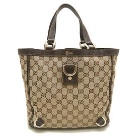 Borsa Tote Gucci Abbey marrone in tela GG e pelle