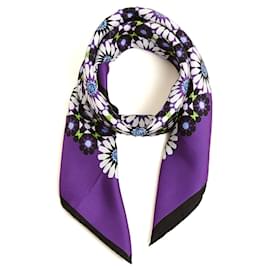 Loewe 2012 Foulard Carré Soie 90 Al Andalus Purple Black Silk Twill Carre Scarf