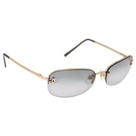 Gafas de sol CHANEL Rimless CC metal Gray CC Auth am12112M