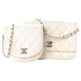 Chanel Lambskin Quilted Side-Packs bianco