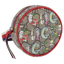GUCCI Yuko Higuchi GG Supreme Pochete PVC Bege Prata 502330 Auth 191546M