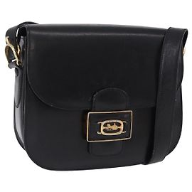 Céline Borsa a tracolla CELINE Horse Carriage in pelle nera Auth 191795