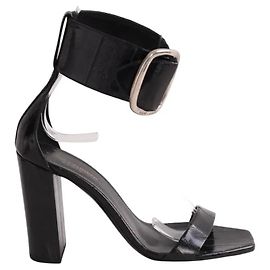 Saltos Saint Laurent Opyum em couro preto