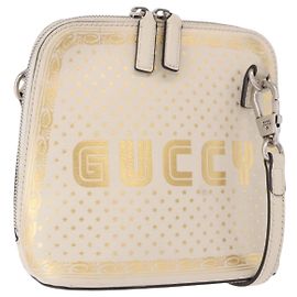 GUCCI Schultertasche Leder Weiß Silber 511189 Auth ep15090