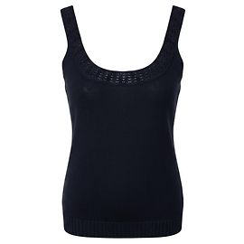 Top de punto de seda y lana sin mangas azul marino Carolina Herrera