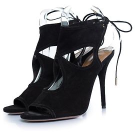 Aquazzura, sandali sexy thing cutout in scamosciato nero