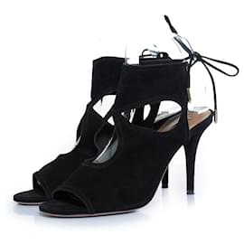 Aquazzura, sexy Sandalen aus schwarzem Wildleder mit Cut-outs