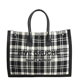 Autre Marque Borsa tote Saint Laurent Paris Rive Gauche in lana x pelle Nero x Bianco 499290