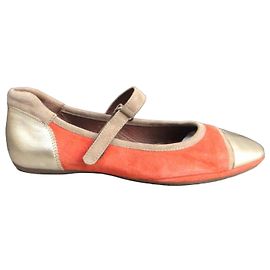 Autre Marque Ballerine Yves Desfarge in camoscio arancione e oro