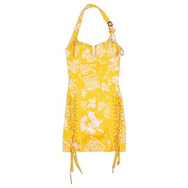 Mini abito corsetto in pizzo bondage con stampa 'Surf' Dior di Galliano SS04