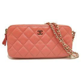 Borsa a tracolla Chanel in pelle di vitello granulata rosa
