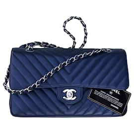 Chanel Classic Medium Flap Bag Dunkelblau Caviar-Leder